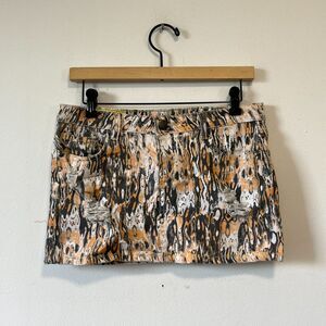 Y2K 2000s Printed Mini Skirt Denim Cotton Blend Stretch NWT Large 30
